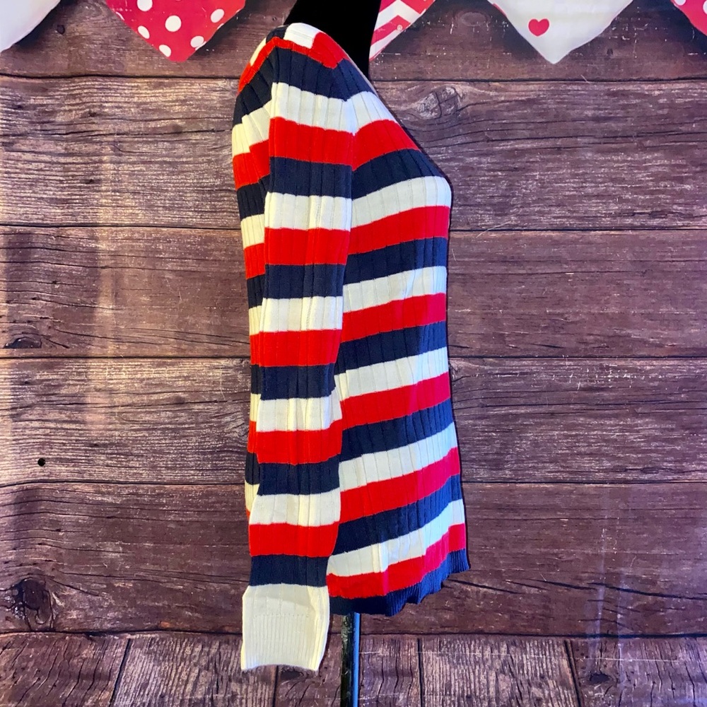 Striped & Stretchy Long Sleeve Sweater - Picture 3 of 6